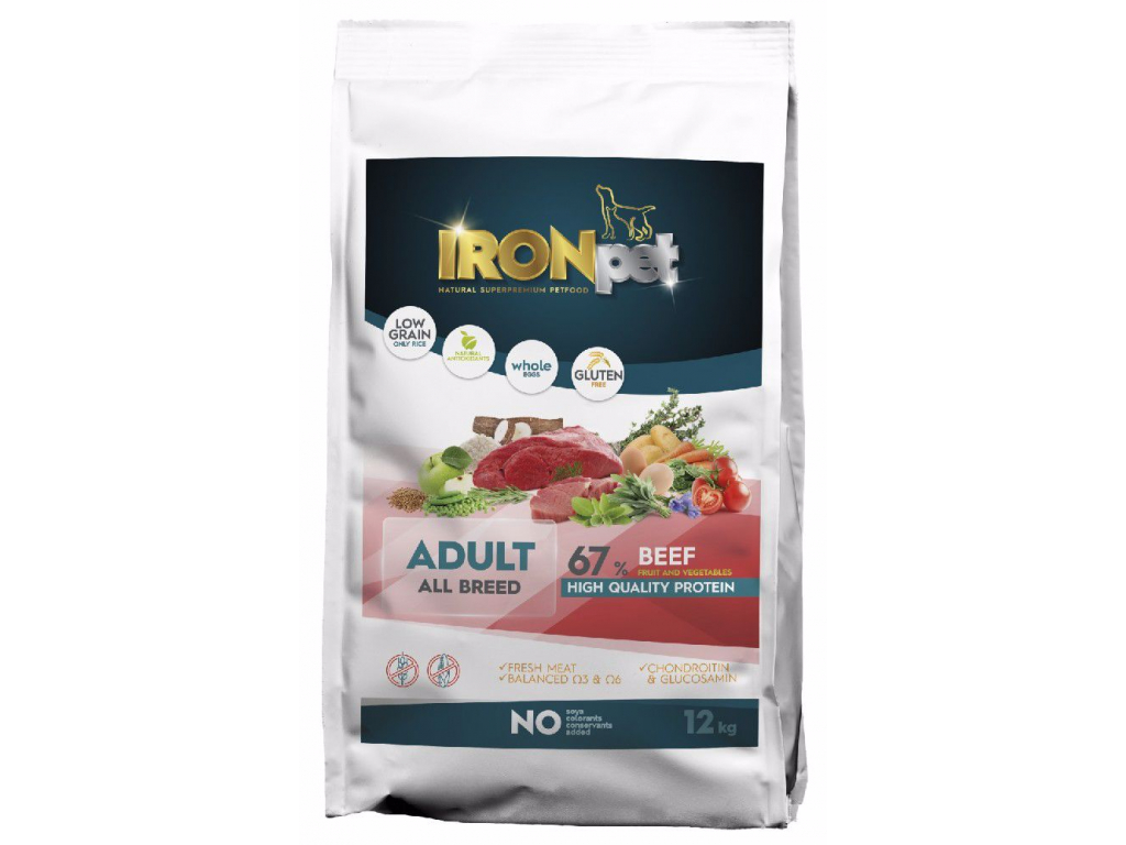 IRONpet Dog Adult All Breed Beef (Hovězí) 12 kg z kategorie Chovatelské potřeby a krmiva pro psy > Krmiva pro psy > Granule pro psy