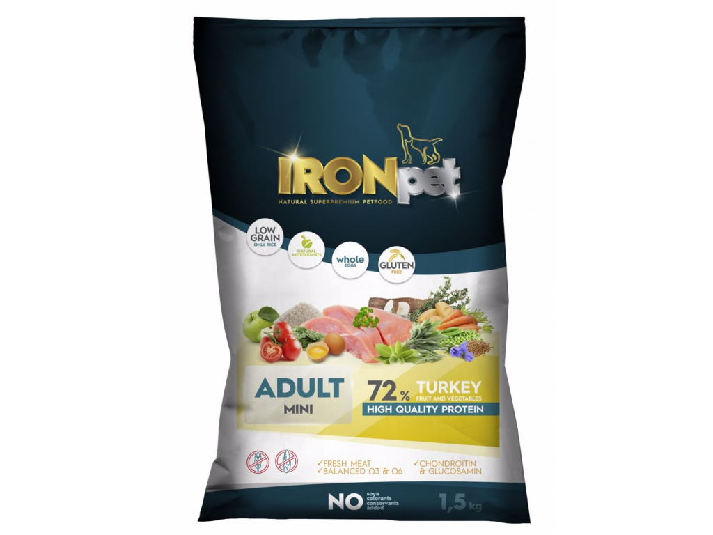 IRONpet Dog Adult Mini Turkey (Krocan) 1,5 kg z kategorie Chovatelské potřeby a krmiva pro psy > Krmiva pro psy > Granule pro psy