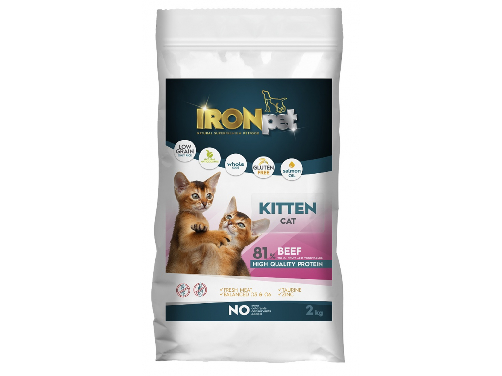 IRONpet Cat Kitten Beef (Hovězí) 2 kg z kategorie Chovatelské potřeby a krmiva pro kočky > Krmivo a pamlsky pro kočky > Granule pro kočky