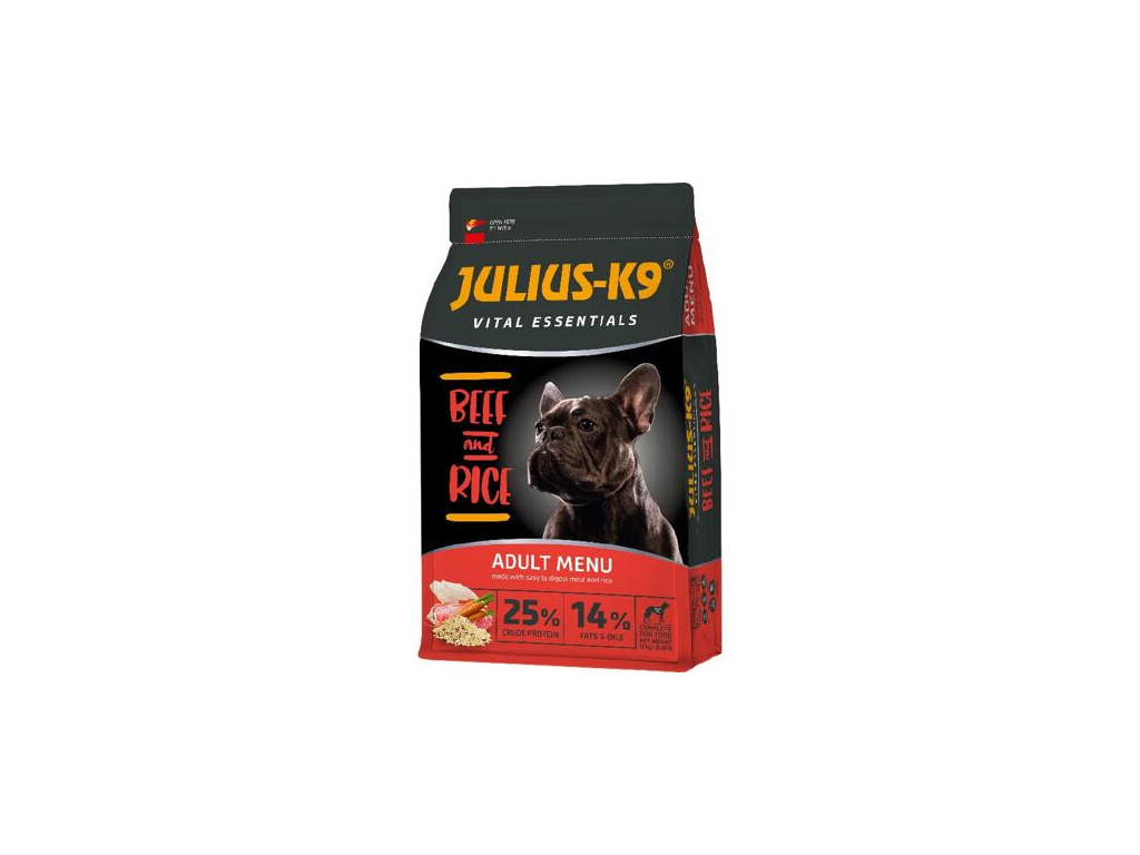 JULIUS K-9 HighPremium ADULT Vital Essentials BEEF&Rice 12+2kg z kategorie Chovatelské potřeby a krmiva pro psy > Krmiva pro psy > Granule pro psy