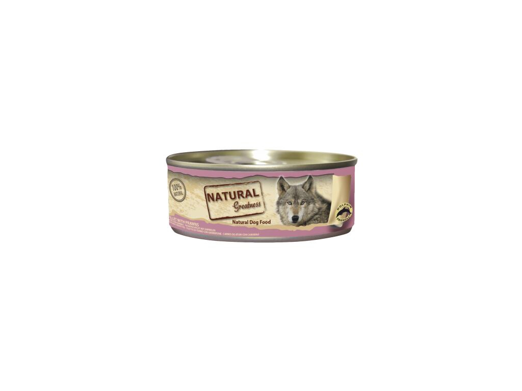 Natural Greatness filet tuňák a krevety 156 g z kategorie Chovatelské potřeby a krmiva pro psy > Krmiva pro psy > Konzervy pro psy