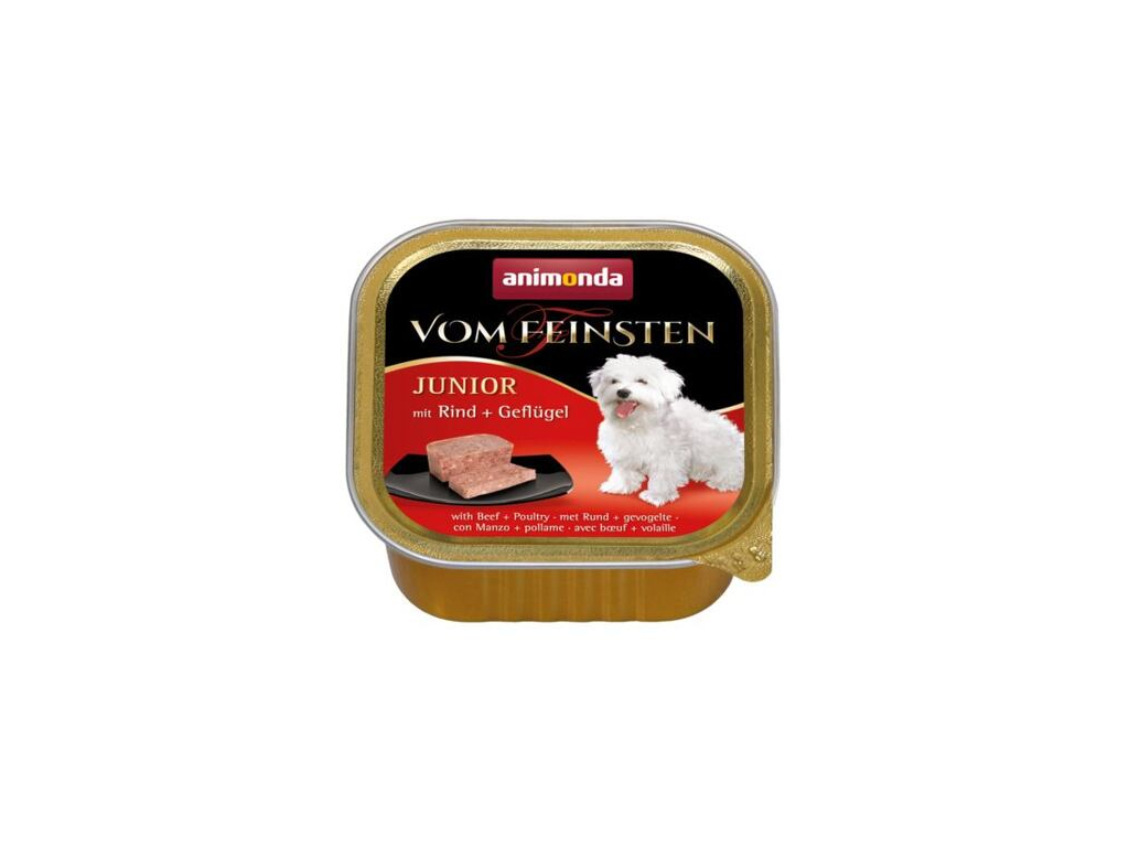 Animonda Vom Feinsten Junior paštika hovězí, drůbeží 150g z kategorie Chovatelské potřeby a krmiva pro psy > Krmiva pro psy > Vaničky, paštiky pro psy