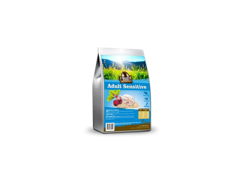 Wuff! Adult Sensitive balení 15 kg z kategorie Chovatelské potřeby a krmiva pro psy > Krmiva pro psy > Granule pro psy