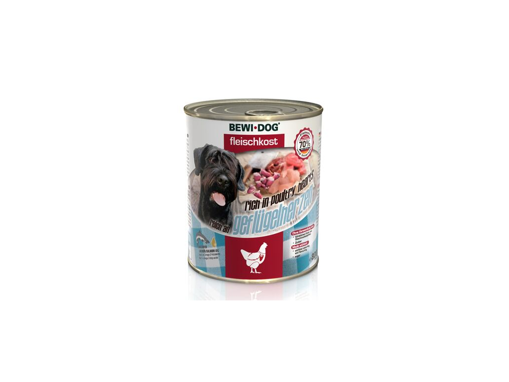 Bewi Dog Bohaté na drůbeží srdce 800 g z kategorie Chovatelské potřeby a krmiva pro psy > Krmiva pro psy > Konzervy pro psy