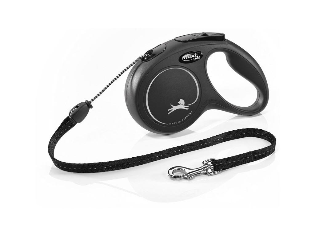 Flexi NEW CLASSIC M lankové vodítko 5m/20kg černá z kategorie Chovatelské potřeby a krmiva pro psy > Obojky, vodítka a postroje pro psy > Vodítka pro psy > Samonavíjecí vodítka pro psy