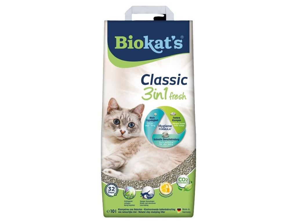 Biokat's Classic Fresh podestýlka 10l z kategorie Chovatelské potřeby a krmiva pro kočky > Toalety, steliva pro kočky > Steliva kočkolity pro kočky