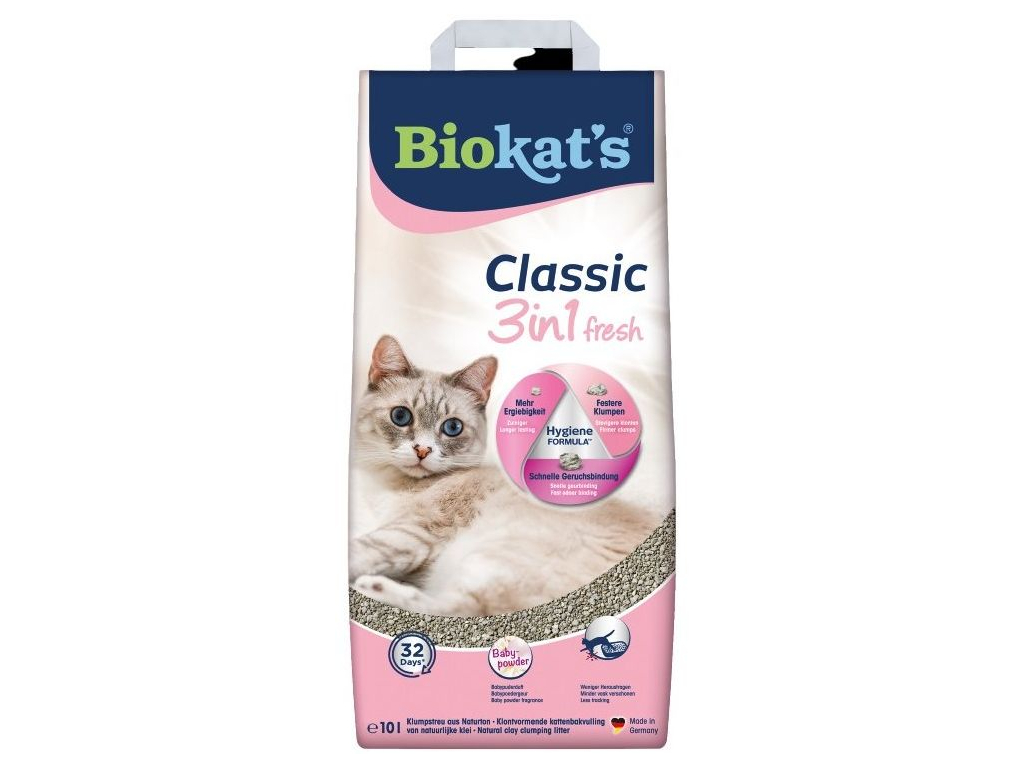 Biokat‘s Classic Fresh 3in1 baby 10l z kategorie Chovatelské potřeby a krmiva pro kočky > Toalety, steliva pro kočky > Steliva kočkolity pro kočky