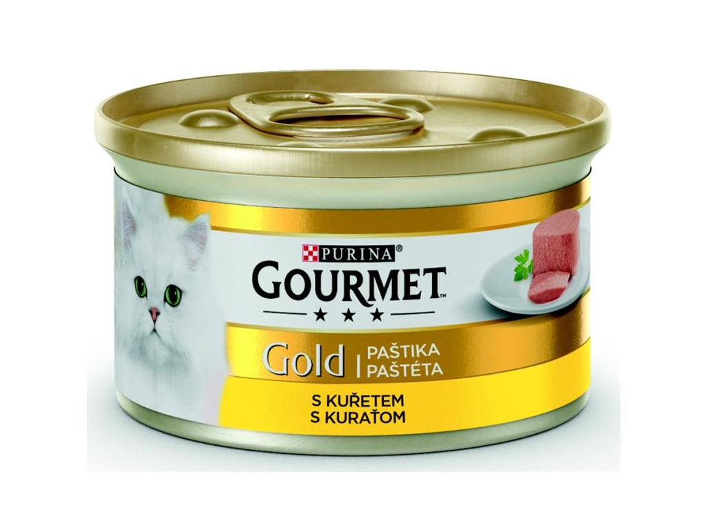 Gourmet Gold jemná paštika kuře 85 g z kategorie Chovatelské potřeby a krmiva pro kočky > Krmivo a pamlsky pro kočky > Konzervy pro kočky