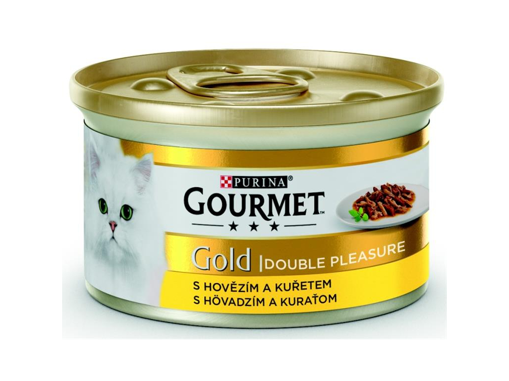 Gourmet Gold konzerva hovězí a kuře 85g z kategorie Chovatelské potřeby a krmiva pro kočky > Krmivo a pamlsky pro kočky > Konzervy pro kočky