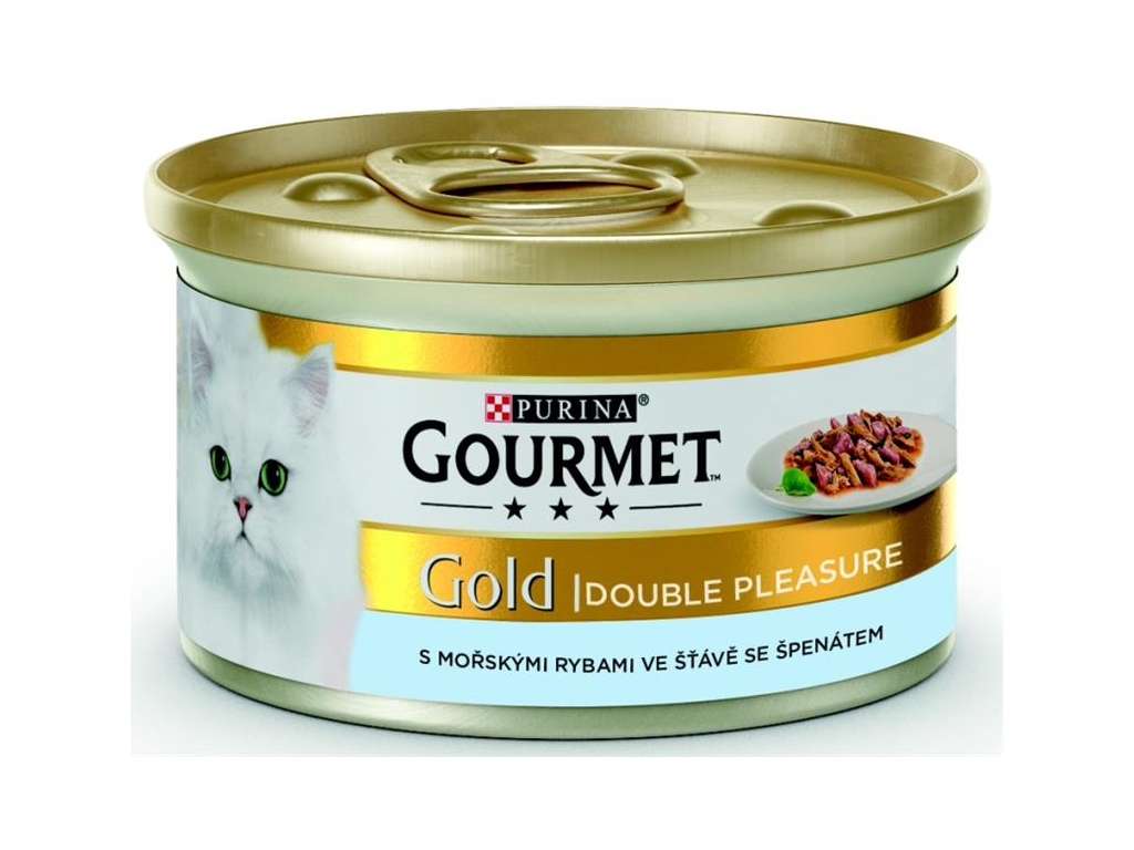 Gourmet Gold mořské ryby se špenátem 85g z kategorie Chovatelské potřeby a krmiva pro kočky > Krmivo a pamlsky pro kočky > Konzervy pro kočky