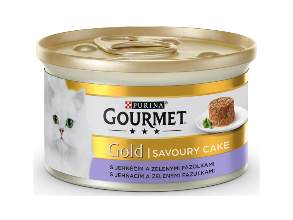 Gourmet Gold Savoury Cake jehně a fazolky 85g z kategorie Chovatelské potřeby a krmiva pro kočky > Krmivo a pamlsky pro kočky > Konzervy pro kočky