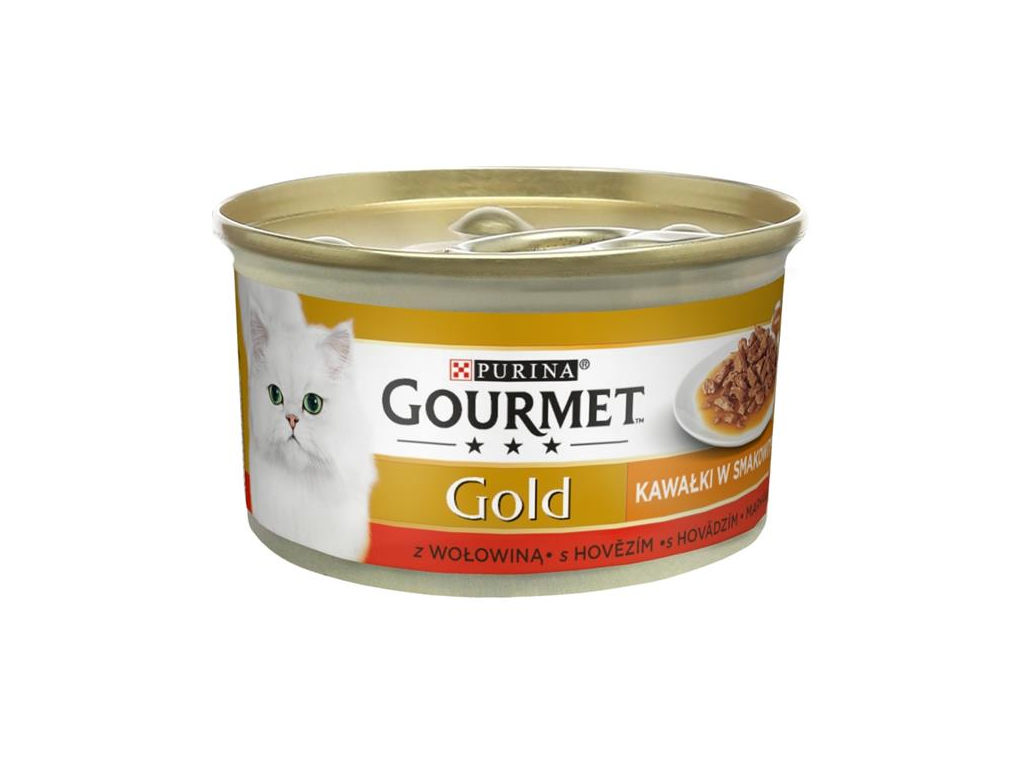 Gourmet Gold Sauce Delight Minifiletky hovězí 85g z kategorie Chovatelské potřeby a krmiva pro kočky > Krmivo a pamlsky pro kočky > Konzervy pro kočky
