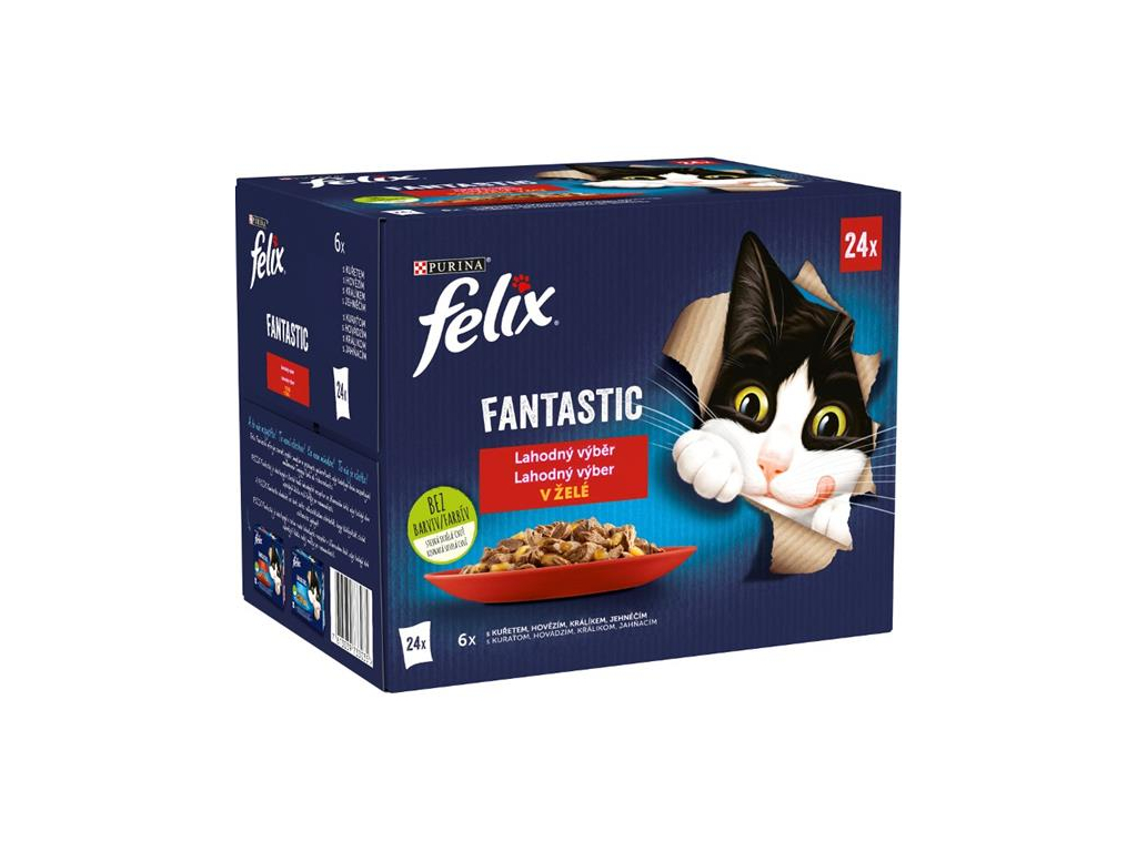 FELIX Fantastic Multipack masový výběr v želé 24x85g z kategorie Chovatelské potřeby a krmiva pro kočky > Krmivo a pamlsky pro kočky > Kapsičky pro kočky