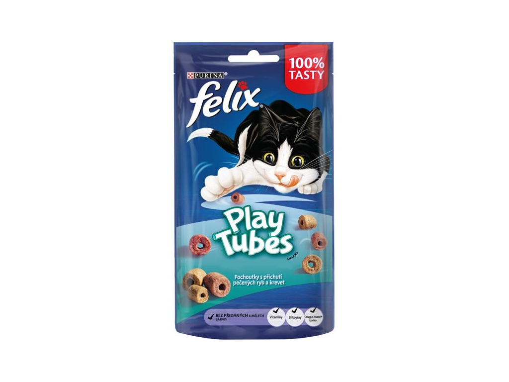 FELIX Play Tubes příchuť pečená ryba,krevety 50g z kategorie Chovatelské potřeby a krmiva pro kočky > Krmivo a pamlsky pro kočky > Pamlsky pro kočky