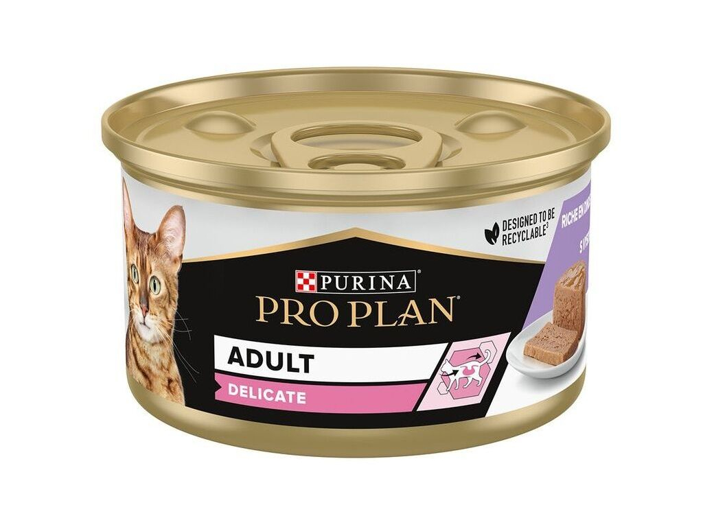 Pro Plan Cat konzerva Adult Delicate krůta v paštice 85 g z kategorie Chovatelské potřeby a krmiva pro kočky > Krmivo a pamlsky pro kočky > Konzervy pro kočky