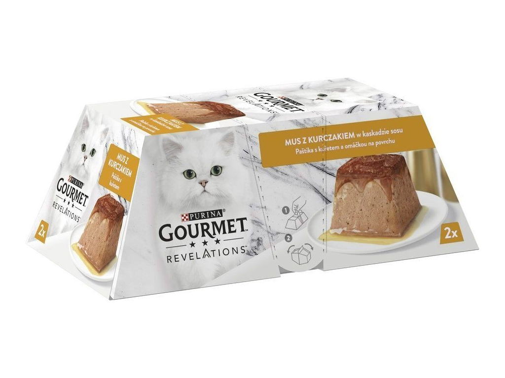Gourmet Revelations Mousse paštika s kuřecím 2x57g z kategorie Chovatelské potřeby a krmiva pro kočky > Krmivo a pamlsky pro kočky > Vaničky, paštiky pro kočky