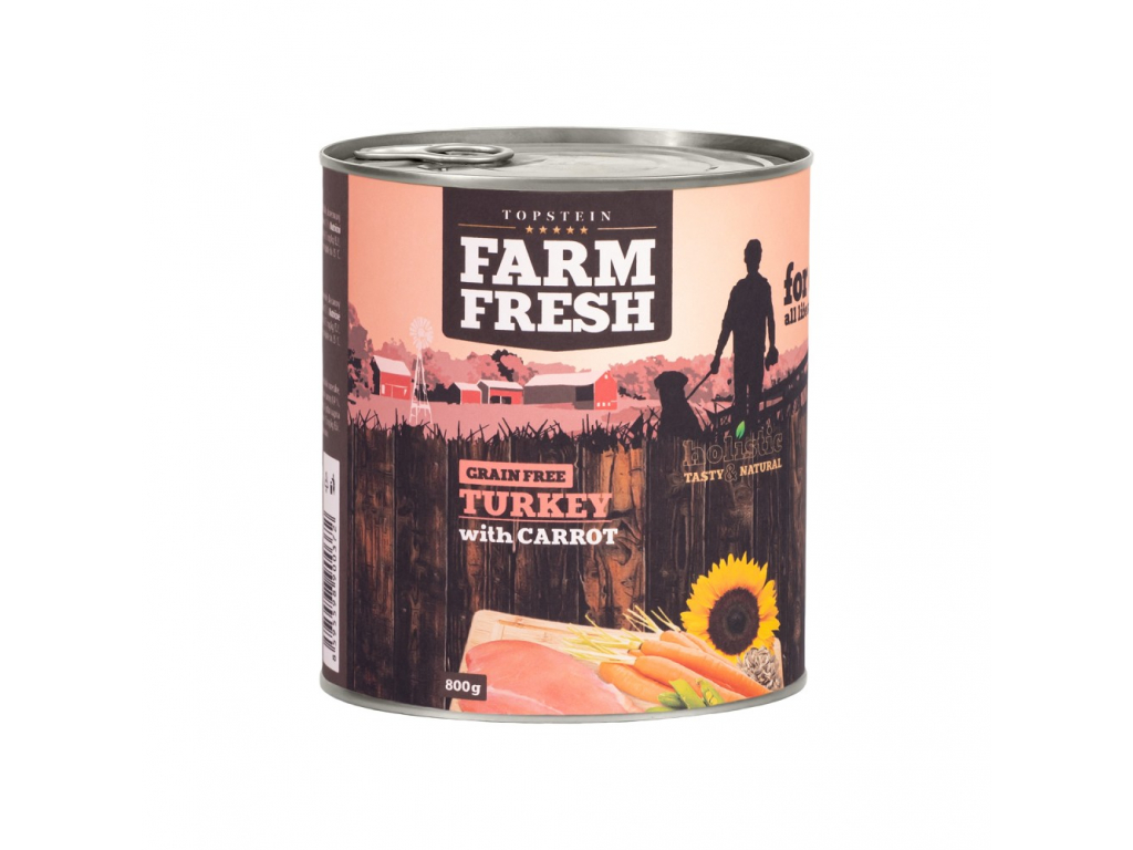 Farm Fresh Krůta s mrkví 800g z kategorie Chovatelské potřeby a krmiva pro psy > Krmiva pro psy > Konzervy pro psy