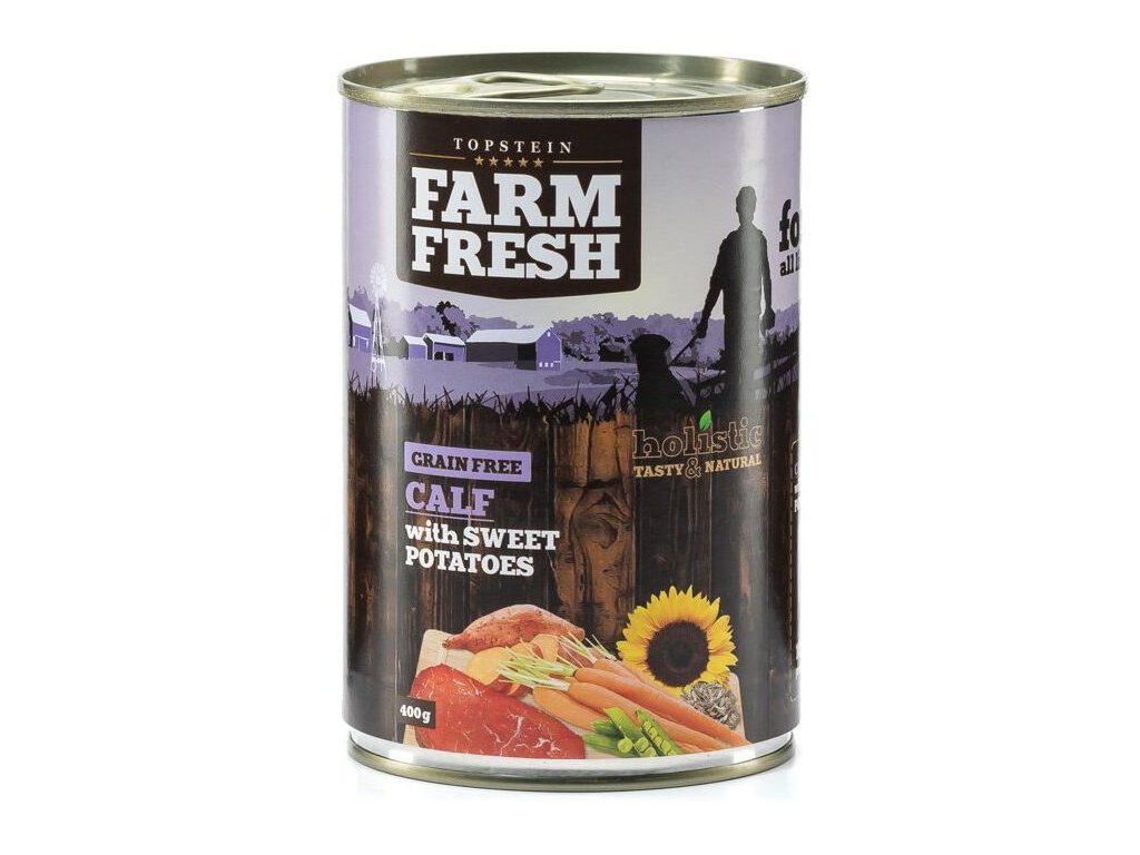 Farm Fresh Telecí se sladkými bramborami 400g z kategorie Chovatelské potřeby a krmiva pro psy > Krmiva pro psy > Konzervy pro psy