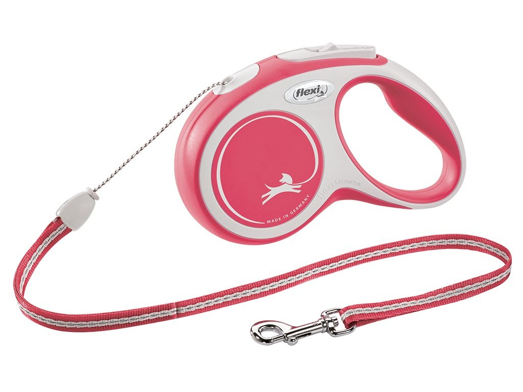 Flexi New Comfort S vodítko lanko 5m/12kg červená z kategorie Chovatelské potřeby a krmiva pro psy > Obojky, vodítka a postroje pro psy > Vodítka pro psy > Samonavíjecí vodítka pro psy