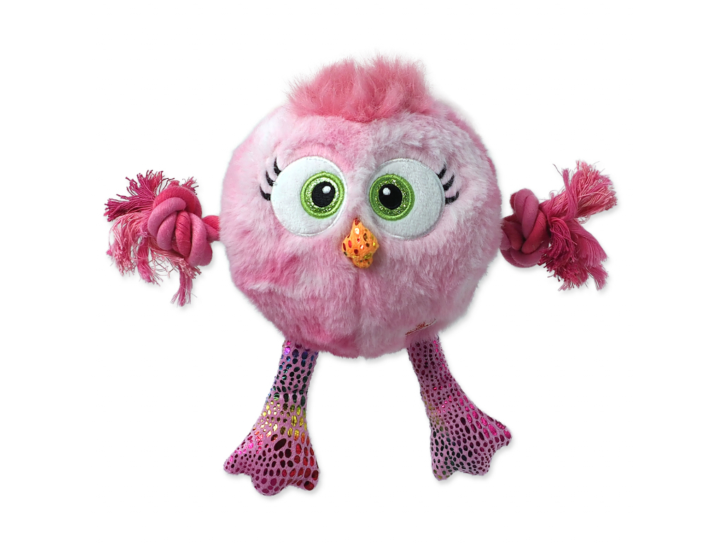 Hračka DOG FANTASY Monsters kuře růžové s provazy 15cm z kategorie Chovatelské potřeby a krmiva pro psy > Hračky pro psy > Plyšové hračky pro psy