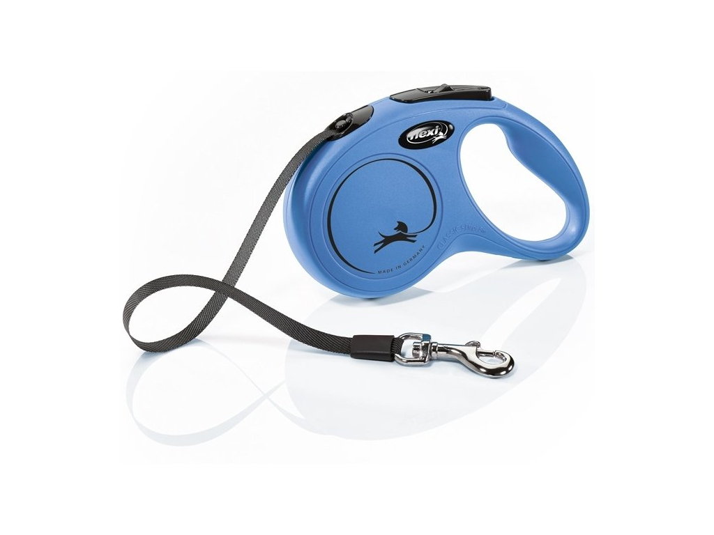 Flexi NEW CLASSIC S vodítko páskové 5m/15kg modrá z kategorie Chovatelské potřeby a krmiva pro psy > Obojky, vodítka a postroje pro psy > Vodítka pro psy > Samonavíjecí vodítka pro psy