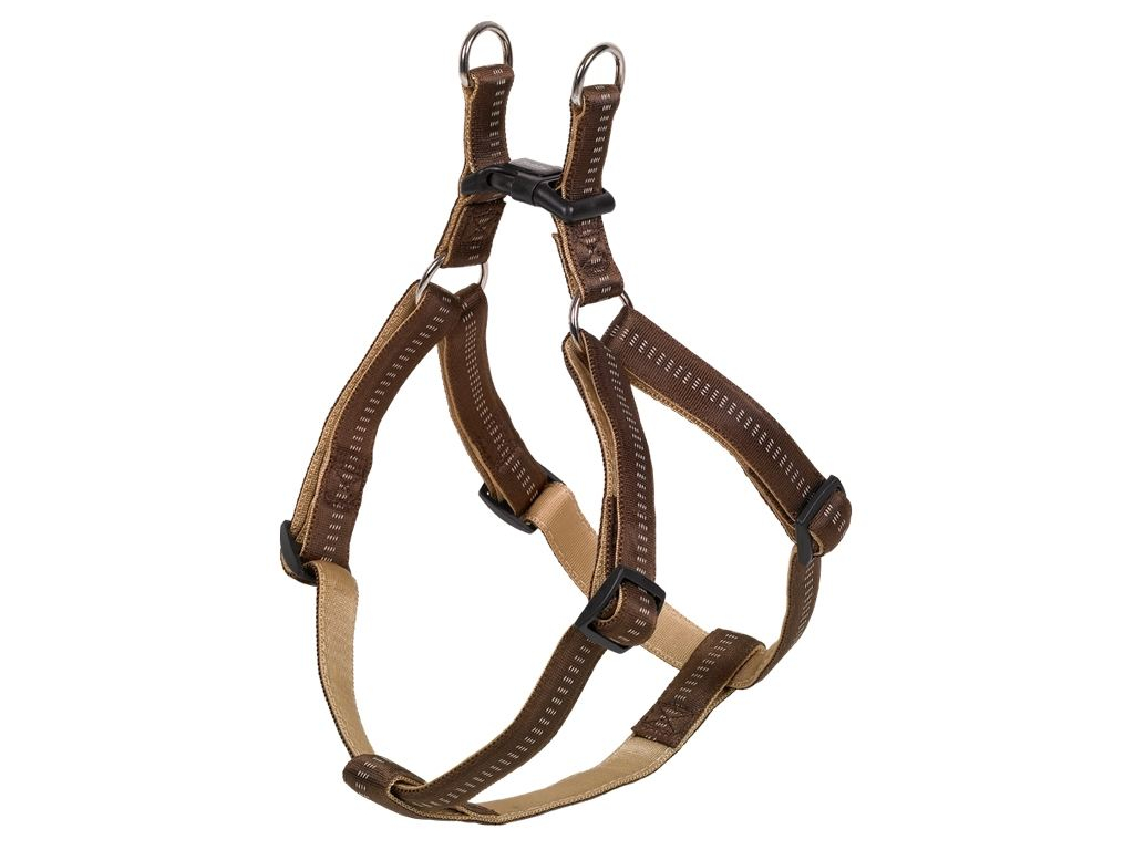 Nobby SOFT GRIP postroj nylon S-M 40-56cm / 15mm hnědá z kategorie Chovatelské potřeby a krmiva pro psy > Obojky, vodítka a postroje pro psy > Postroje pro psy