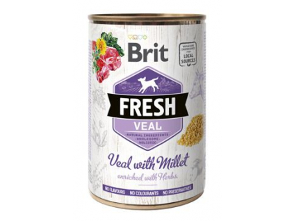 Brit Dog Fresh konzerva Veal with Millet 400g z kategorie Chovatelské potřeby a krmiva pro psy > Krmiva pro psy > Konzervy pro psy