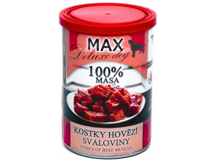 Max Deluxe Dog Kostky hovězí svaloviny konzerva pro psy 400g