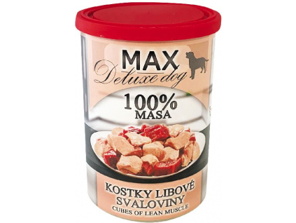 Max Deluxe Dog Kostky libové svaloviny konzerva pro psy 400g z kategorie Chovatelské potřeby a krmiva pro psy > Krmiva pro psy > Konzervy pro psy