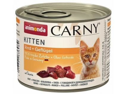 Animonda Carny Kitten hovězí, telecí, kuře 200g z kategorie Chovatelské potřeby a krmiva pro kočky > Krmivo a pamlsky pro kočky > Konzervy pro kočky