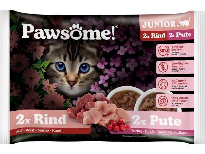Pawsome! Junior mit Rind-/Putenfleisch Multipack 4x85 g