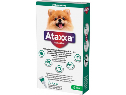 Ataxxa pro psy do 4kg spot-on 1x0.4ml z kategorie Chovatelské potřeby a krmiva pro psy > Antiparazitika pro psy > Pipety (Spot On) pro psy