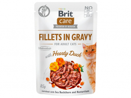 Brit Care Cat Fillets in Gravy Hearty Duck 85g z kategorie Chovatelské potřeby a krmiva pro kočky > Krmivo a pamlsky pro kočky > Kapsičky pro kočky