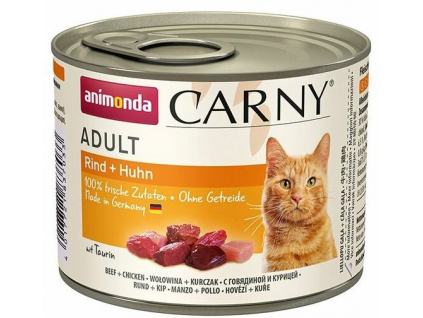 Animonda Carny Adult konzerva hovězí, kuře 200g z kategorie Chovatelské potřeby a krmiva pro kočky > Krmivo a pamlsky pro kočky > Konzervy pro kočky