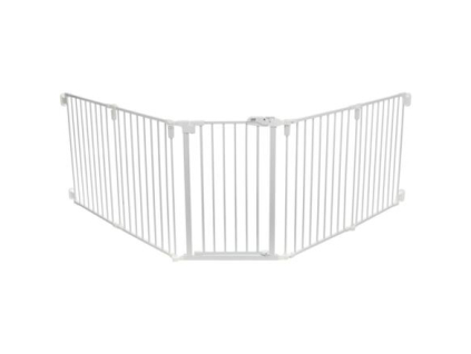 Zábrana pro psy s dvířky, 5 dílů, 62.5-300 x 76.5 cm, lakovaný kov