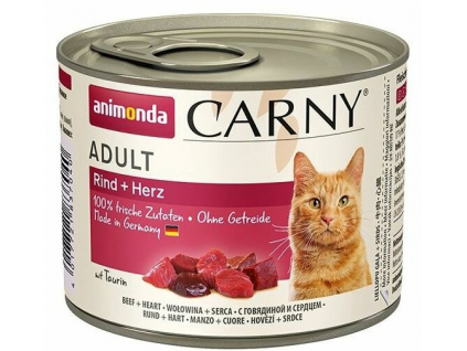 Animonda Carny Adult konzerva hovězí, srdce 200g z kategorie Chovatelské potřeby a krmiva pro kočky > Krmivo a pamlsky pro kočky > Konzervy pro kočky