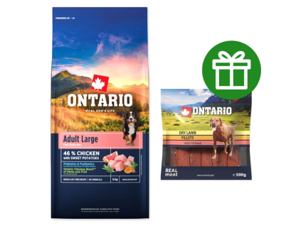 Krmivo Ontario Adult Large Chicken & Sweet Potatoes 12kg  + ZDARMA pamlsky Ontario 500g