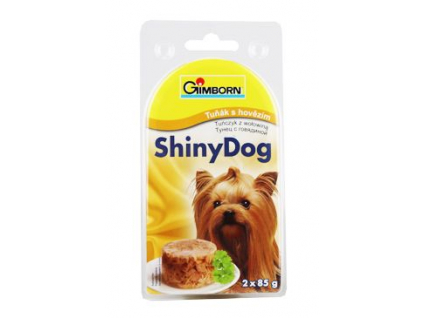 Shiny Dog konzerva tuňák+hovězí 2x85g z kategorie Chovatelské potřeby a krmiva pro psy > Krmiva pro psy > Konzervy pro psy