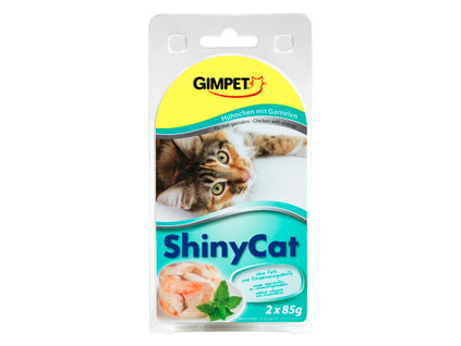 Gimpet ShinyCat konzerva kuře+krevety 2x70g z kategorie Chovatelské potřeby a krmiva pro kočky > Krmivo a pamlsky pro kočky > Konzervy pro kočky