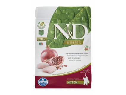 N&D PRIME CAT KITTEN Chicken & Pomegranate 300g z kategorie Chovatelské potřeby a krmiva pro kočky > Krmivo a pamlsky pro kočky > Granule pro kočky