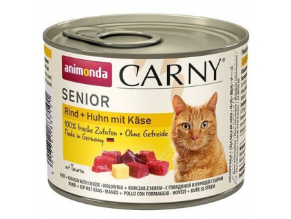 Animonda Carny Senior hovězí, kuře, sýr 200g z kategorie Chovatelské potřeby a krmiva pro kočky > Krmivo a pamlsky pro kočky > Konzervy pro kočky