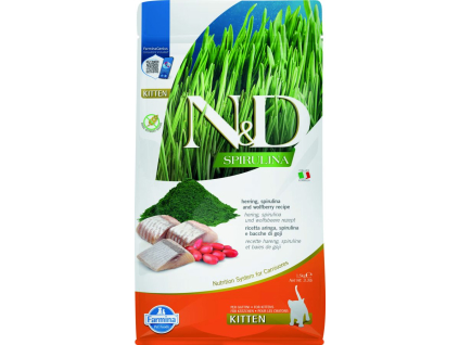 144155 N&D SPIRULINA CAT Kitten Herring & Wolfberry 1,5kg