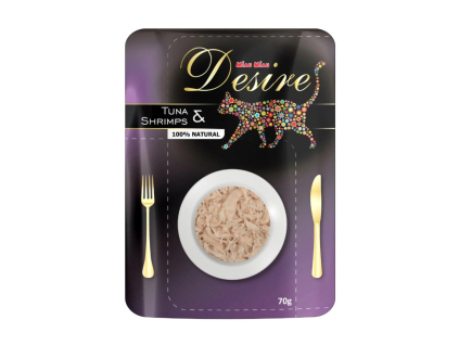 Desire premium Kapsička s trhaným masem tuňák a krevety 70g