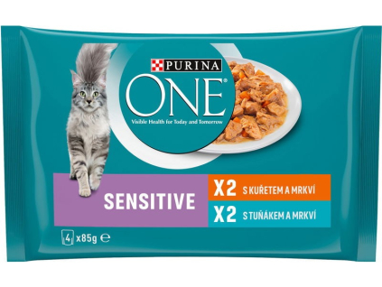 Purina ONE Sensitive Multipack kuře ve šťávě 4×85g 1