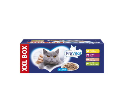PreVital kočka Gigabox mix příchutí v omáčce, kapsa 100 g (48 pack)