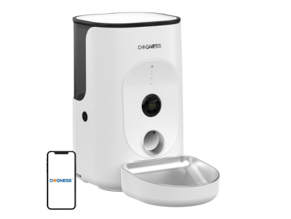 Chytrý dávkovač krmiva Dogness F15 WiFi 4L s kamerou a nerezovou miskou (bílý)