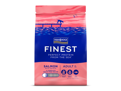 FISH4DOGS Granule malé pro dospělé psy Finest losos s bramborami 1,5 kg, 1+
