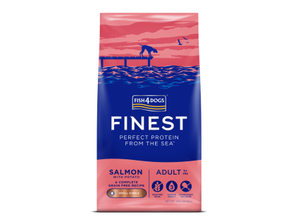 FISH4DOGS Granule malé pro dospělé psy Finest losos s bramborami 12 kg, 1+
