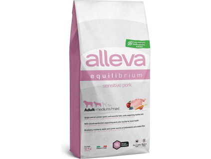 ALLEVA EQUILIBRIUM Dog Dry Adult Sensitive Pork Medium:Maxi 12 kg