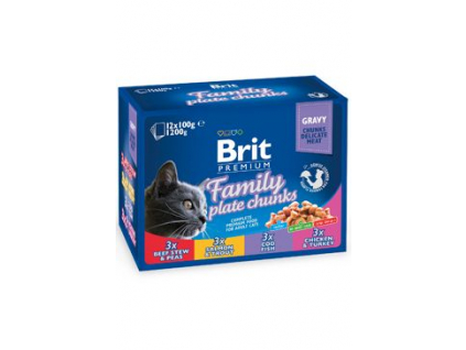 Brit Premium Cat kapsa Family Plate 12x100g z kategorie Chovatelské potřeby a krmiva pro kočky > Krmivo a pamlsky pro kočky > Kapsičky pro kočky